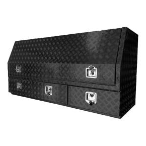 Black Aluminium Checkerplate Storage Toolbox 3 Slide Out Drawer System